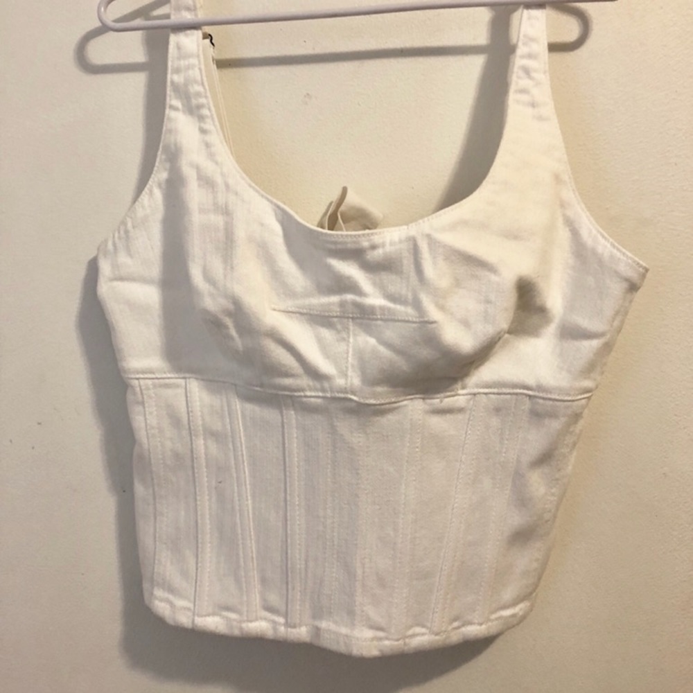 Corset style mid length tank top
